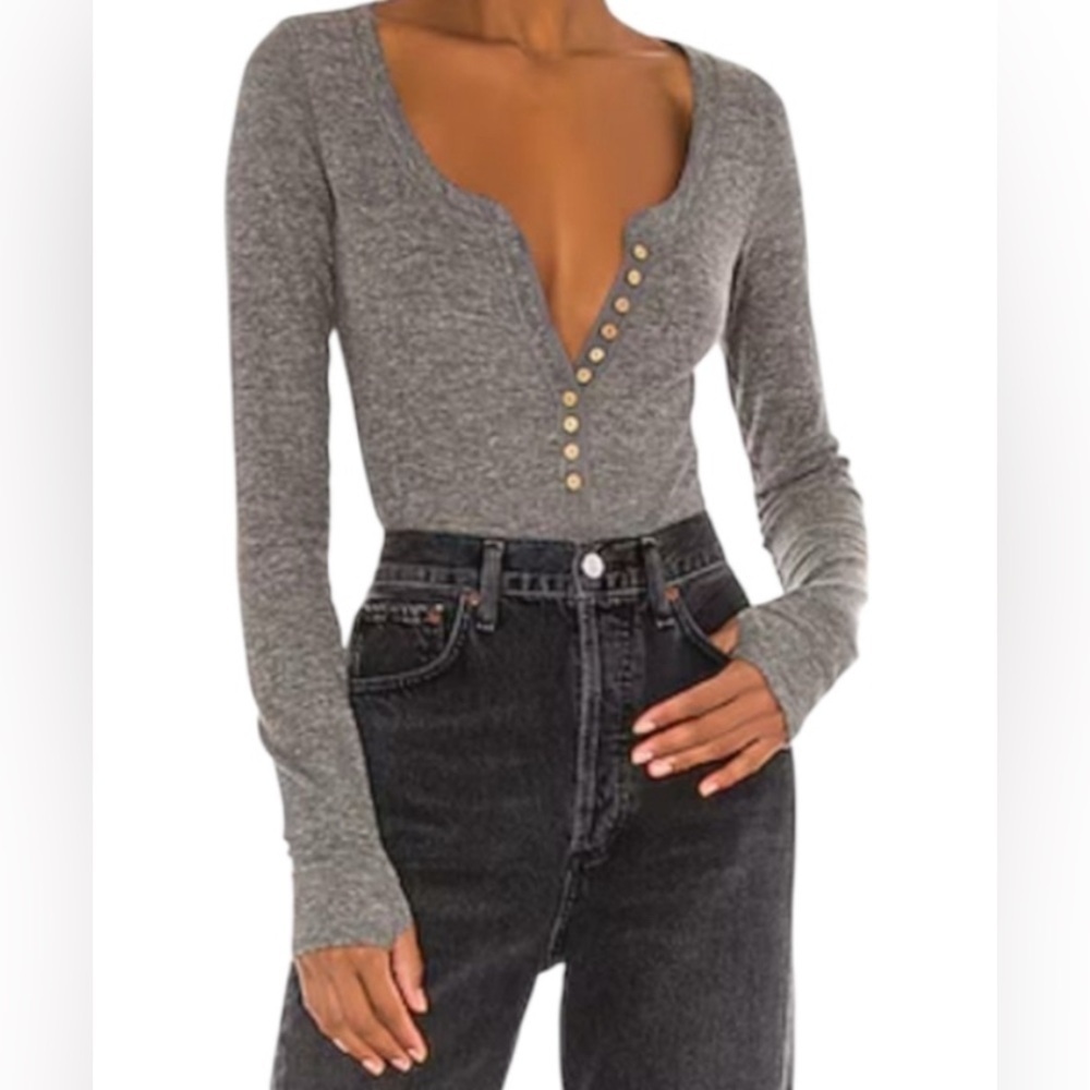 Free People Dylan Thermal Waffle Knit Henley Jumpsuit – Gray – Size XL – NWOT